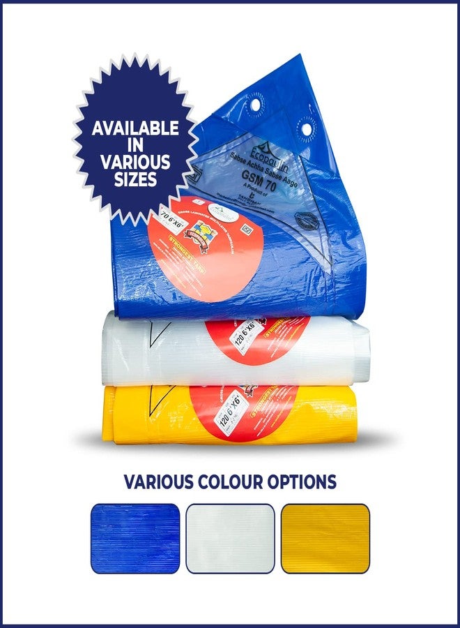 TANDHAN Ecopaulin 20X8 Ft 90 GSM Blue Premium Waterproof Tarpaulin - Heavy Duty Outdoor Tarp for, Roofing, and Gardening - Durable, UV Resistant, Rip-Stop Fabric - Ideal for All Weather Conditions - Image 2
